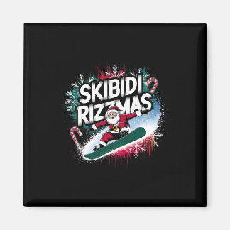 Imã Skibidi Rizzmas Papais noeis de Snowboard Engraçad