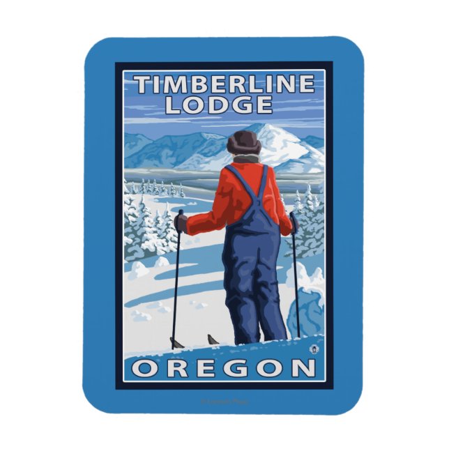 Ímã Skier Adminning - Timberline Lodge, Oregon (Vertical)