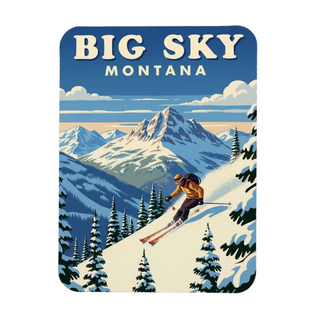 Ímã Skier em Big Sky Montana Viagem (Vertical)