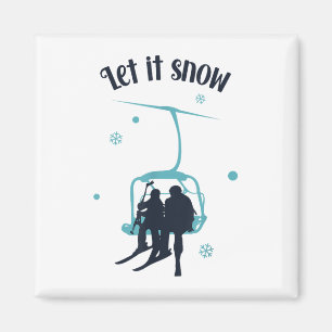 Imã Skiier Ski Retro Winter Deixe Neve Christma