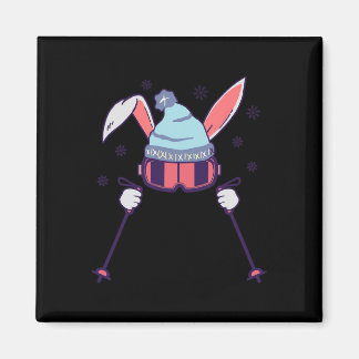 Imã Skiing Rabbit With Goggles And Ski Beanie Winter S