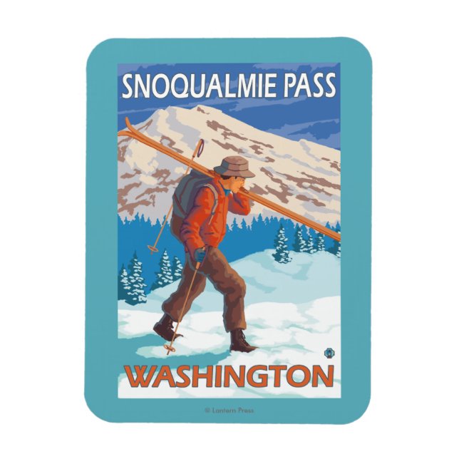 Ímã Skis - Snoqualmie Pass, WA (Vertical)