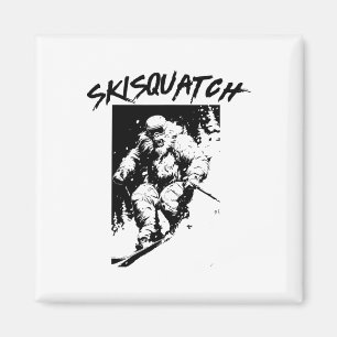 Imã Skisquatch Esqui Retro Pé Grande Esqui Vintage Sas