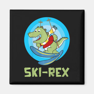 Imã Skiting Kids Ski-rex Engraçado Dino Toddler Engraç