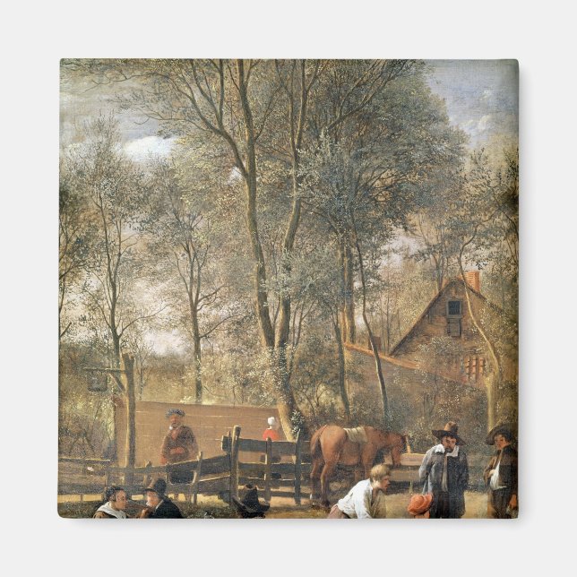 Imã Skittle Players fora de uma Inn, c.1660-63 (Frente)