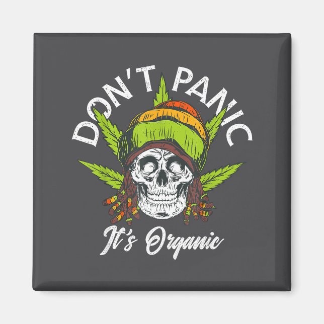 Imã Skull Jamaica Rasta Funny Don´t Panic It´s Organic (Frente)