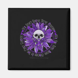 Imã Skull Sunflower Warrior Roxo Ribbon Alzheimer Aw