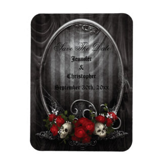Ímã Skulls & Rosa Gothic Salvar o Magnete de Casamento