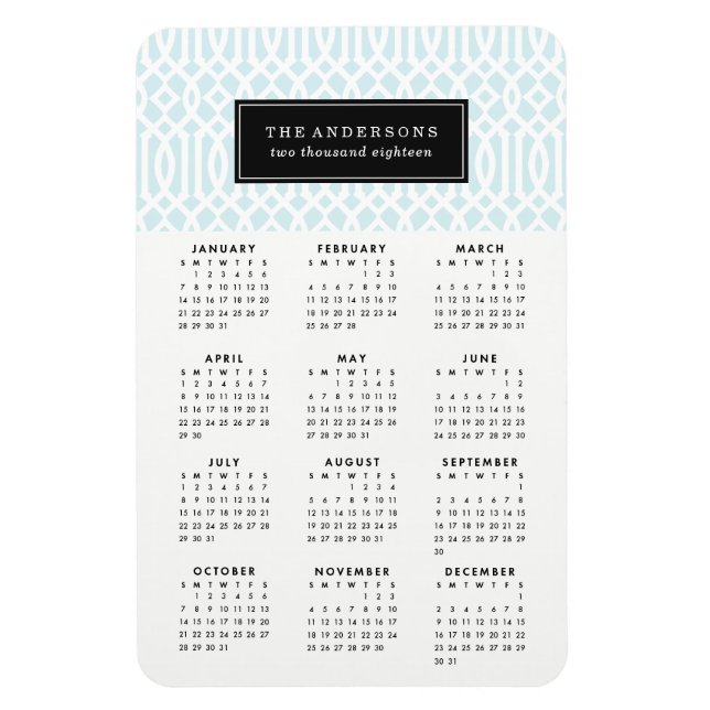 Ímã Sky Blue Trellis | Íman Calendário 2018 (Vertical)