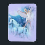 Ímã Sky Faerie Asparas e Unicorn Vignette<br><div class="desc">Sky Faerie Asparas e Unicorn Vignette Sob a lua de cheio e as estrelas no céu da meia-noite - há uma piscina de fada que está cheia de águas puras da cascata mágica de unicórnio. Aqui é onde encontraremos o Unicórnio, Sky Faerie Asparas e Unicórn Lunaria, dançando nas águas com...</div>