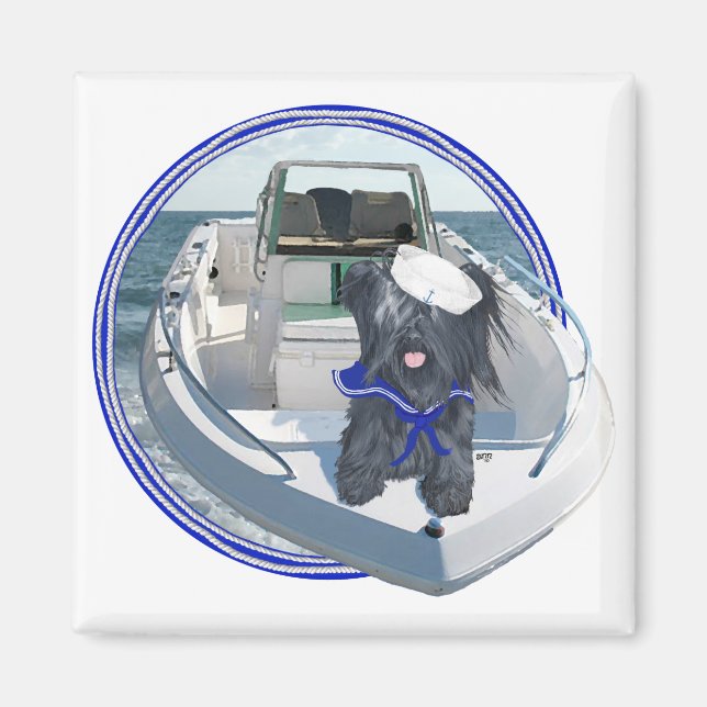 Imã Skye Terrier a bordo do barco (Frente)