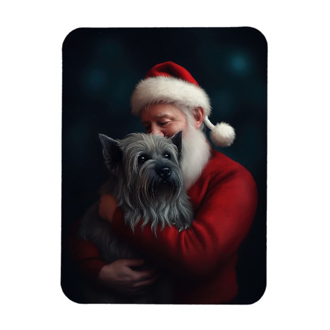 Ímã Skye Terrier com Papai Noel Natal Festivo (Vertical)