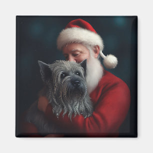 Imã Skye Terrier com Papai Noel Natal Festivo