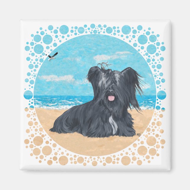 Imã Skye Terrier na Praia (Frente)