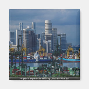 Imã Skyline com porto do recipiente de Tanjong, pecado