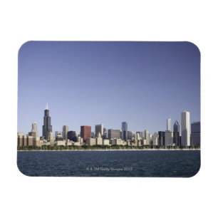 Ímã Skyline da cidade de Chicago com o Lago Michigan 2