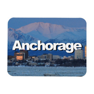 Ímã Skyline de Anchorage Alaska com o Anchorage no cé
