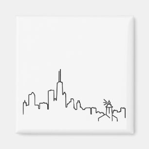 Imã Skyline de Chicago com o ímã pequeno do farol -