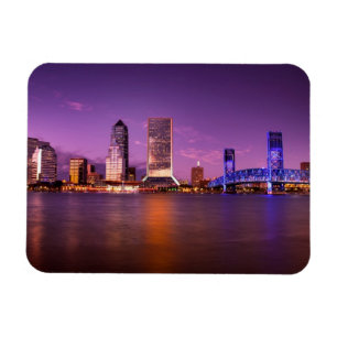 Ímã Skyline de Jacksonville Florida na noite
