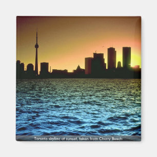 Imã Skyline de Toronto no por do sol, tomado da praia