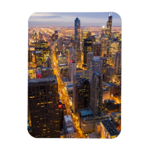 Ímã Skyline do centro de Chicago no crepúsculo