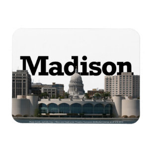 Ímã Skyline dos WI de Madison com o Madison no céu
