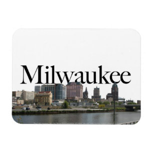 Ímã Skyline dos WI de Milwaukee com o Milwaukee no cé