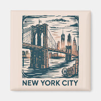 Skyline Retroativo da Ponte do Nova Iorque Brookly