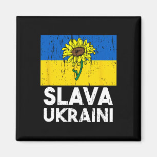 Imã Slava Ukraini Girassol Apoie a Ucrânia Camiseta Ma
