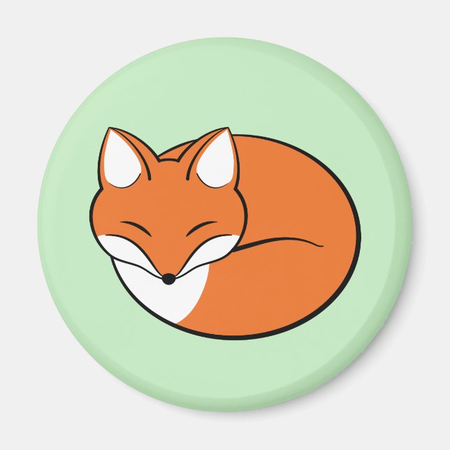 Imã Sleeping Cartoon Fox on Green (Frente)