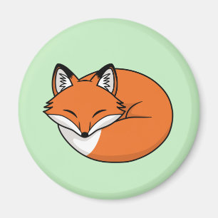 Imã Sleeping Cartoon Fox on Green