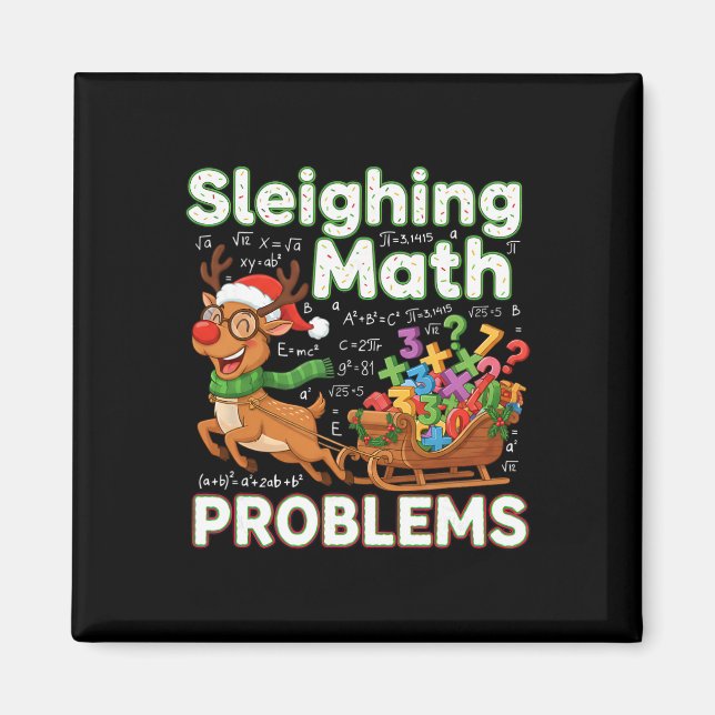 Imã Sleighing Math Problems Christmas Funny Math Teach (Frente)