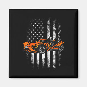 Imã Slingshot Carro Americano Bandeira 4 De Julho