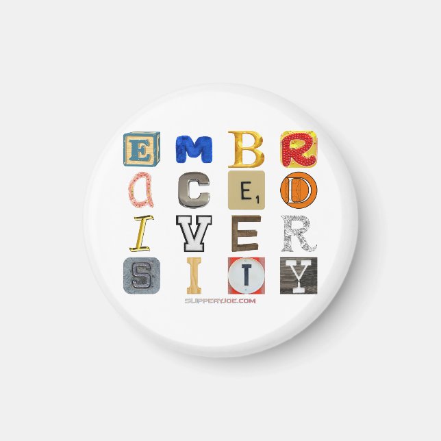 Imã SlipperyJoe's abraça a diversidade de letras recor (Frente)