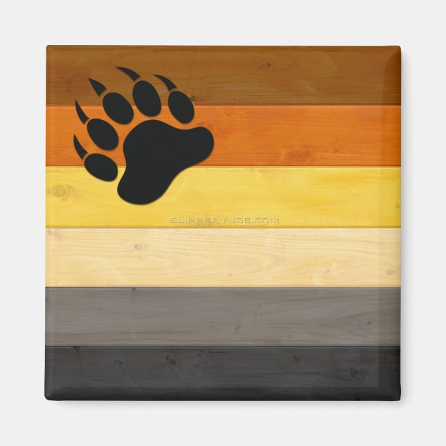 Imã SlipperyJoe's Bear Pride sinaliza textura de madei (Frente)