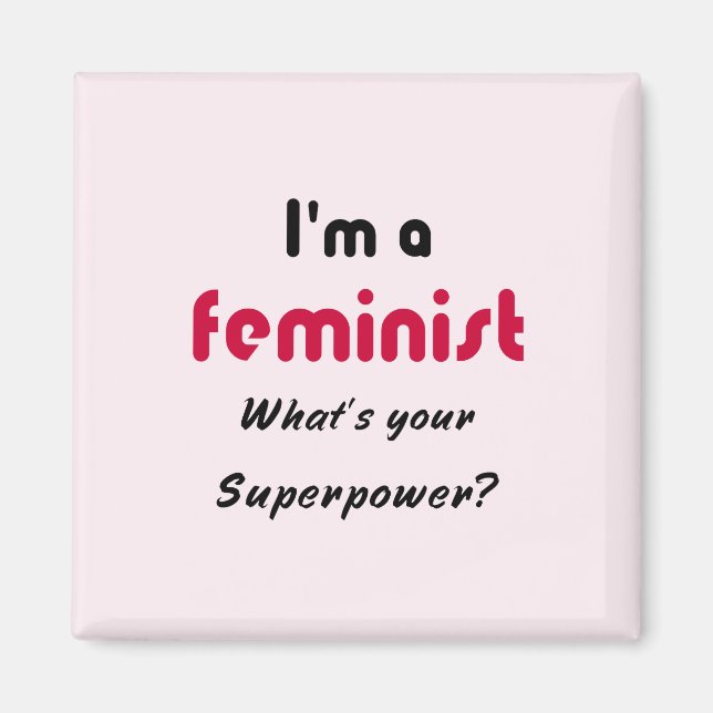 Imã Slogan de superpotência feminista rosa (Frente)