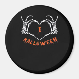Imã Slogan Halloween. Gesto Cardíaco Feito De Esquelet