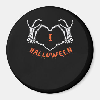 Imã Slogan Halloween. Gesto Cardíaco Feito De Esquelet