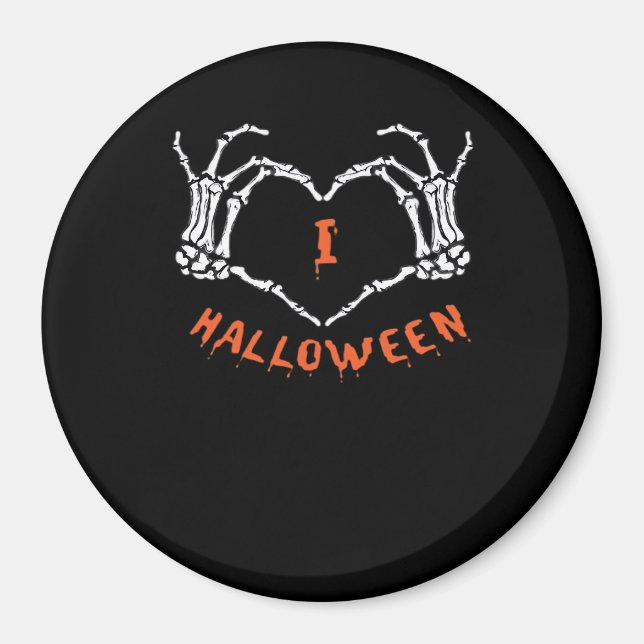 Imã Slogan Halloween. Gesto Cardíaco Feito De Esquelet (Frente)