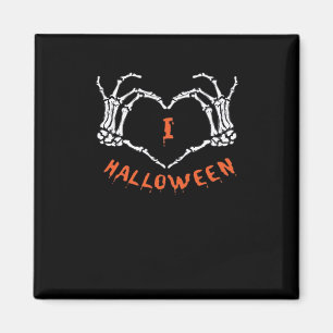 Imã Slogan Halloween. Gesto Cardíaco Feito De Esquelet