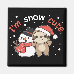 Imã Sloth, eu sou Snow Cute Snowman Snow Pun Magnet