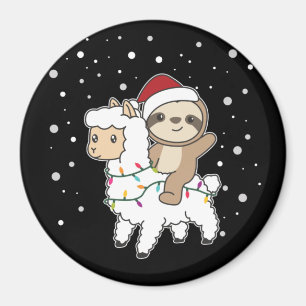 Imã Sloth Lama Natal Neve Inverno Magnet