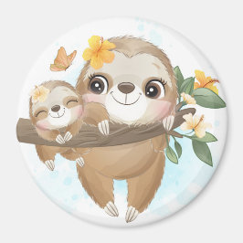 Imã Sloth Mãe com Bebê