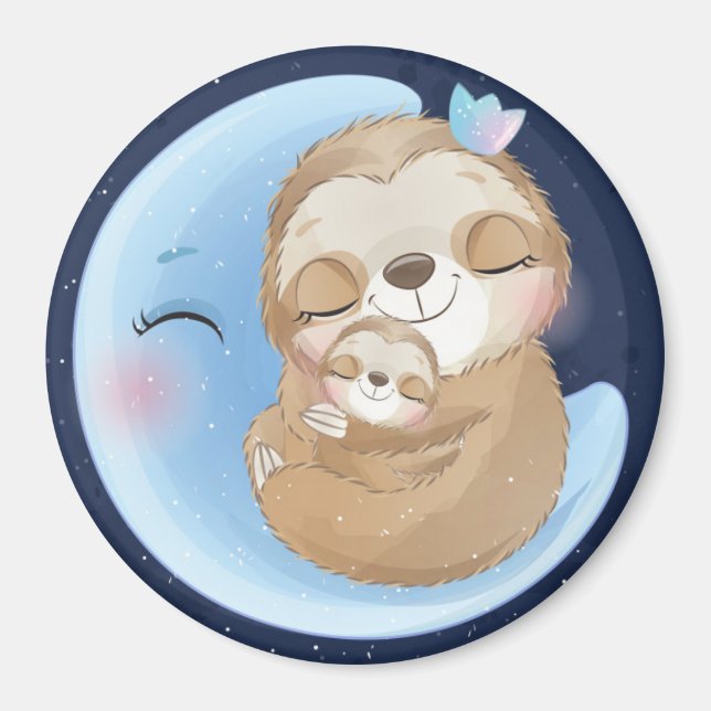 Imã Sloth Mãe com Bebê (Frente)