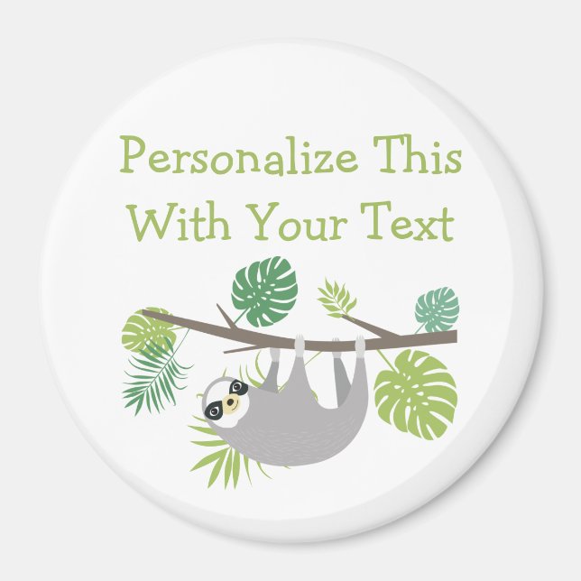 Imã Sloth Personalizada de Divertimento de Texto (Frente)