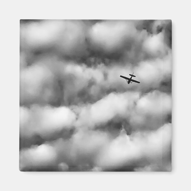 Imã Small Airplane Flying in Cloudy Sky Photo (Frente)