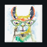 Imã Smarty Pants Llama<br><div class="desc">Smarty-Pants Llama por Jennifer Goldberger. Possui uma lama fabulosa em estilo aquarela vestindo óculos divertidos.</div>