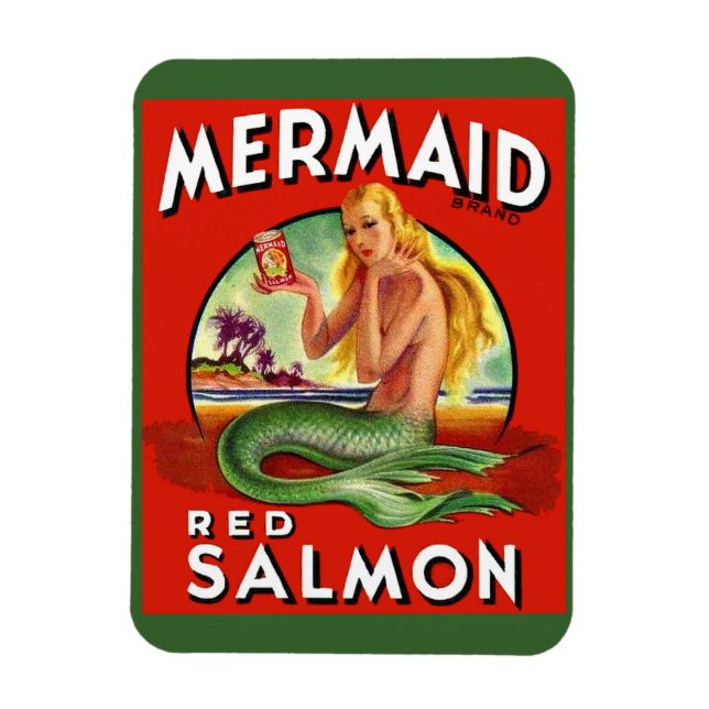 Ímã Smermaid Salmon pode ser rotulado nos anos 40 (Vertical)