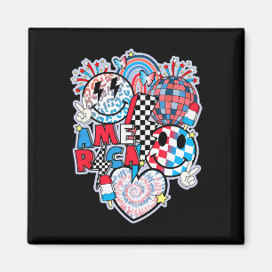 Imã Smile Face Heart American Flag Women 4th Of Ju