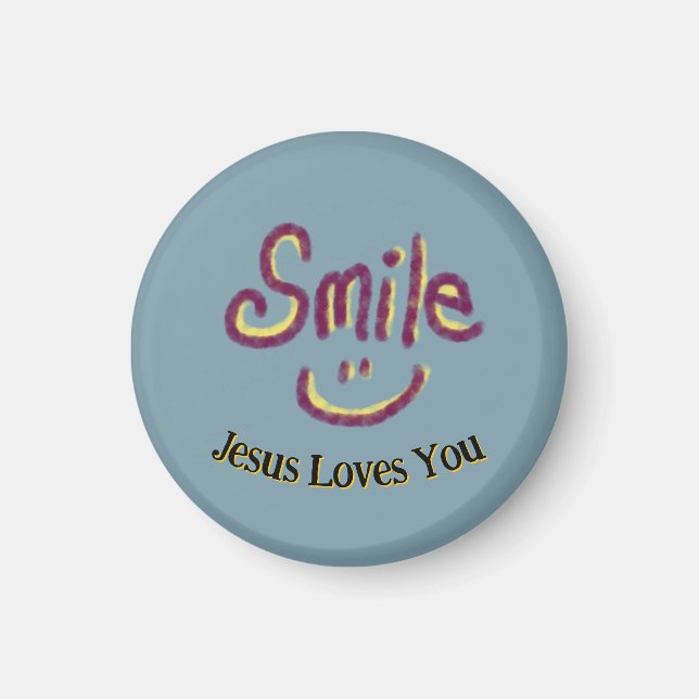 Imã Smile Jesus Loves You Christian  (Frente)